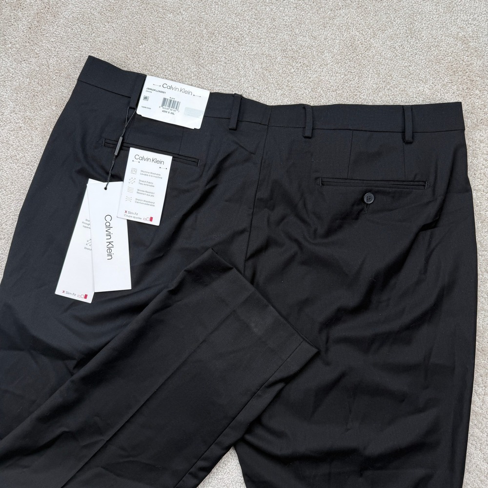 NEW Calvin Klein Mens 42x30 Jerome Slim Fit Dress Pants Black Stretch NWT